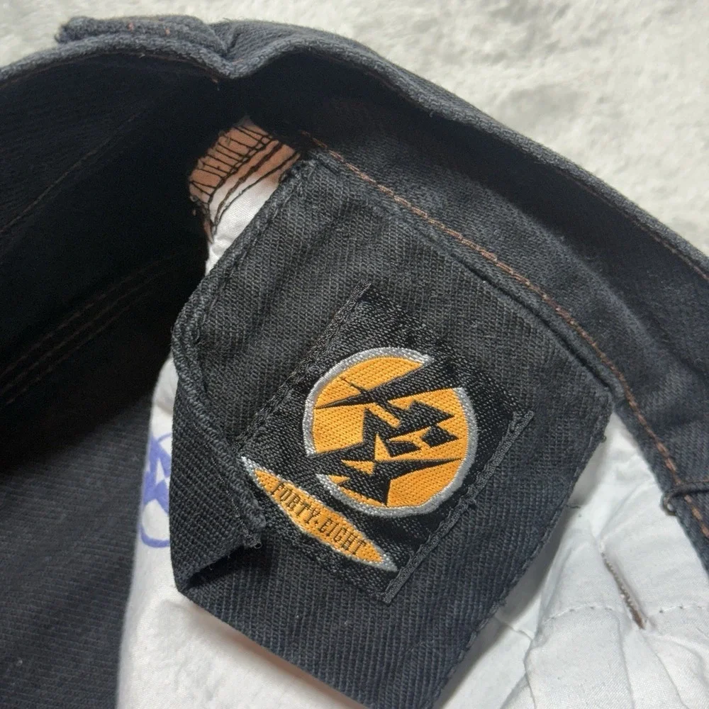 VTG Forty Eight Denim Co Tech Wear Pants Mens 34x34 Black Wide Leg Skate Y2K 90s